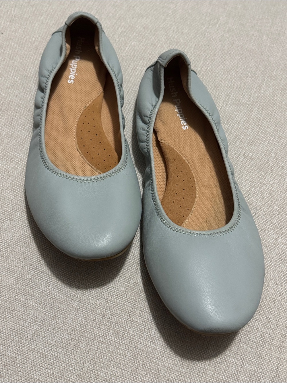 Hush Puppies Ballet Flats-Sz 9-Robins Egg Blue-Tan Soles-GUC